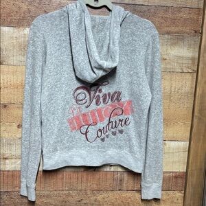 Juicy Couture Heather Gray Zip-Up Velour Hooded Jacket